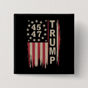 Trump 45 47 Vintag Retro America Flag Button