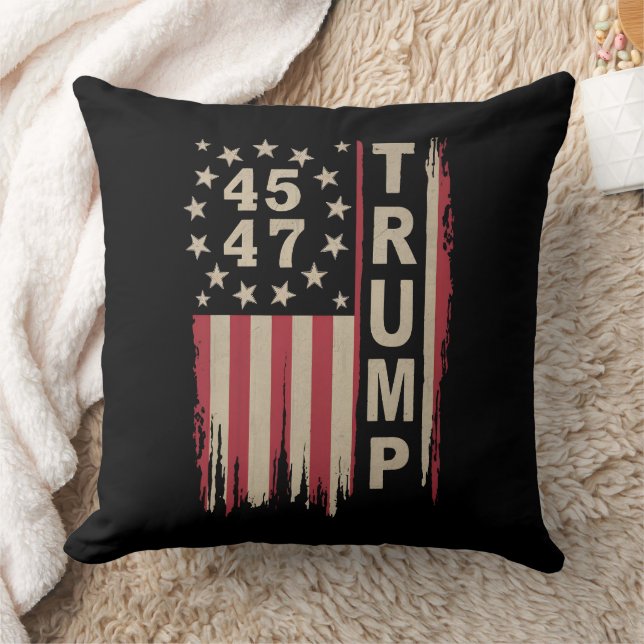 Trump 45 47 Vintag Retro America Flag Kissen (Decke)