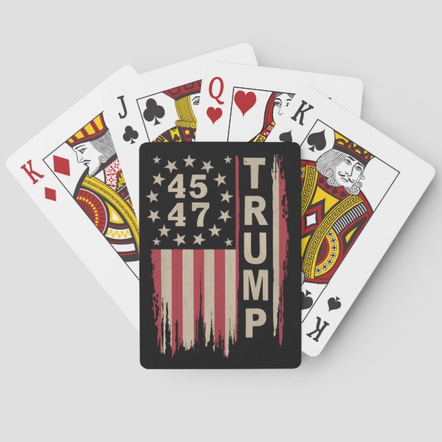 Trump 45 47 Vintag Retro America Flag Spielkarten (Rückseite)