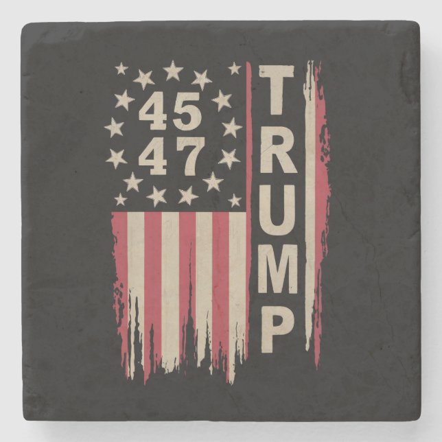 Trump 45 47 Vintag Retro America Flag Steinuntersetzer (Vorderseite)