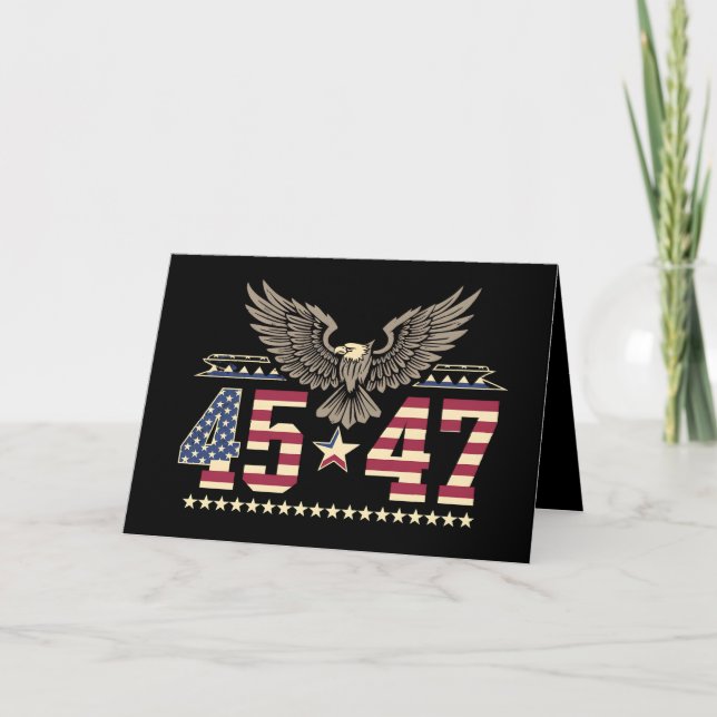 Trump 45 47 Vintage amerikanische Adlerflagge Dankeskarte (Vorderseite)
