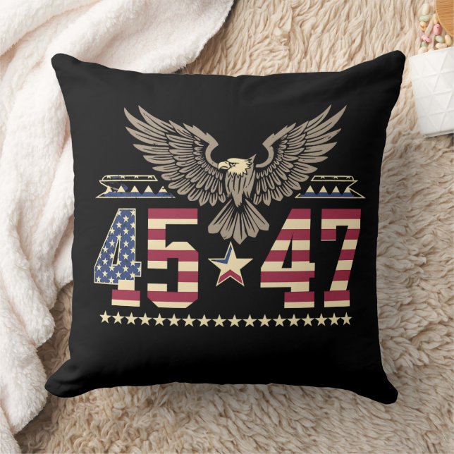 Trump 45 47 Vintage amerikanische Adlerflagge Kissen (Decke)