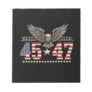 Trump 45 47 Vintage amerikanische Adlerflagge Notizblock