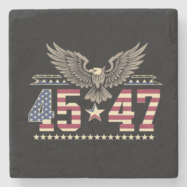 Trump 45 47 Vintage amerikanische Adlerflagge Steinuntersetzer (Vorderseite)
