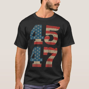 Trump 45 47 Vintage amerikanische Flagge Retro 454 T-Shirt