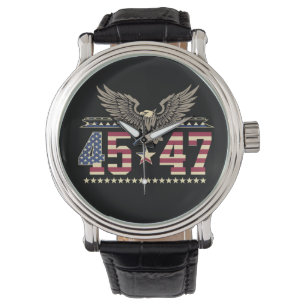 Trump 45 47 Vintage Amerikanische USA Adler Flagge Armbanduhr