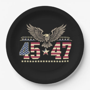 Trump 45 47 Vintage Amerikanische USA Adler Flagge Pappteller
