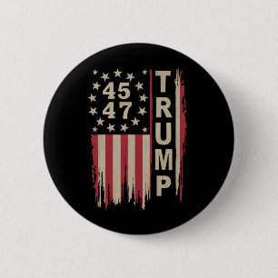 Trump 45 47 Vintage Retro Amerika USA-Flagge Button