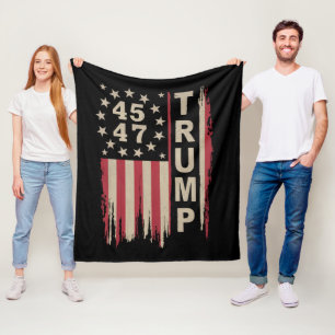 Trump 45 47 Vintage Retro Amerika USA Flagge Fleecedecke
