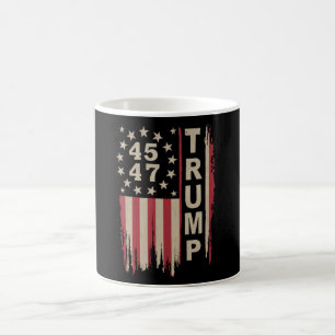 Trump 45 47 Vintage Retro Amerika USA-Flagge Kaffeetasse