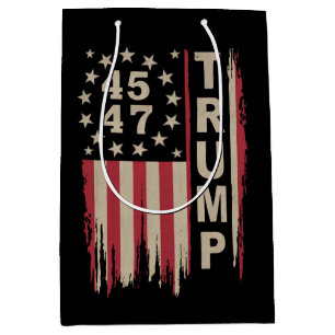 Trump 45 47 Vintage Retro Amerika USA Flagge Mittlere Geschenktüte