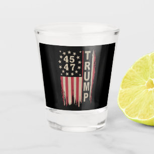 Trump 45 47 Vintage Retro Amerika USA-Flagge Schnapsglas