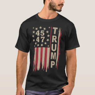 Trump 45 47 Vintage Retro Amerika USA Flagge T-Shirt