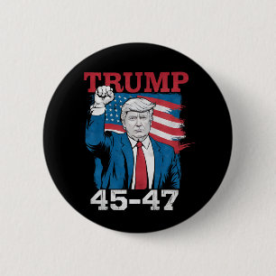 Trump 45 47 Vintage Retro USA Amerikanische Flagge Button