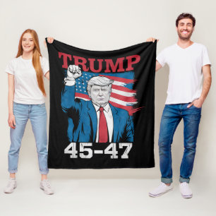 Trump 45 47 Vintage Retro USA Amerikanische Flagge Fleecedecke