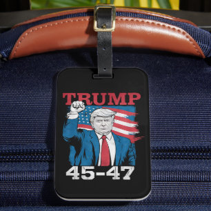 Trump 45 47 Vintage Retro USA Amerikanische Flagge Gepäckanhänger