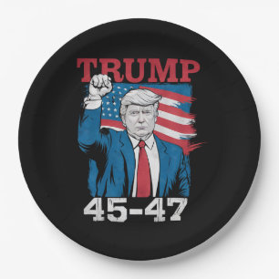 Trump 45 47 Vintage Retro USA Amerikanische Flagge Pappteller