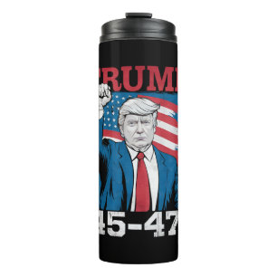Trump 45 47 Vintage Retro USA Amerikanische Flagge Thermosbecher