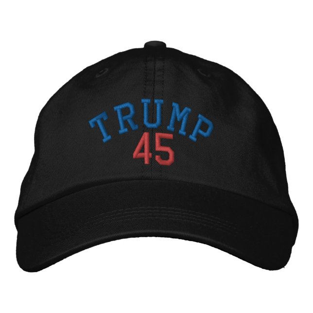 TRUMP 45 SCHWARZE GAP BESTICKTE BASEBALLKAPPE (Vorderseite)