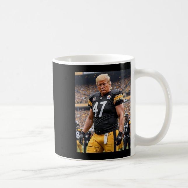 Trump 47 Fittsburgh Footbyll Player Funny Kaffeetasse (Rechts)