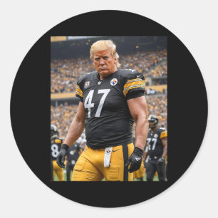 Trump 47 Fittsburgh Footbyll Player Funny Runder Aufkleber
