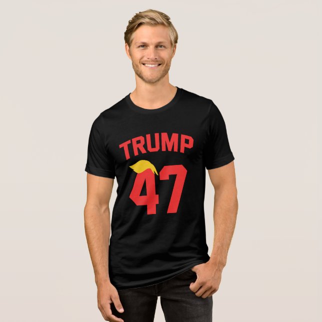 Trump 47 Präsident Tri-Blend Shirt (Vorderseite voll)