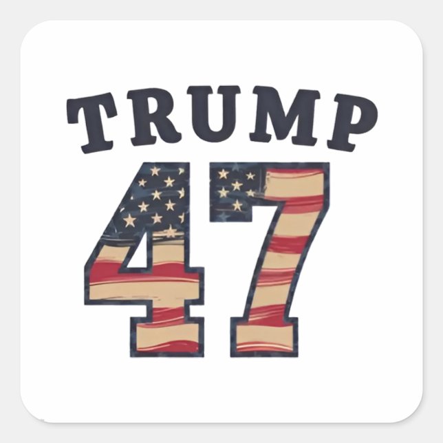Trump 47 Proud Maga American Inauguration Day Quadratischer Aufkleber (Vorderseite)