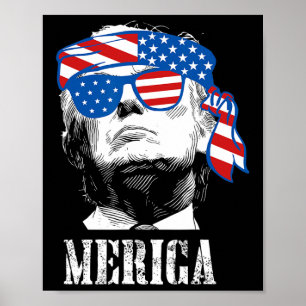 Trump 4. Juli US-amerikanische Flagge Männer Funny Poster