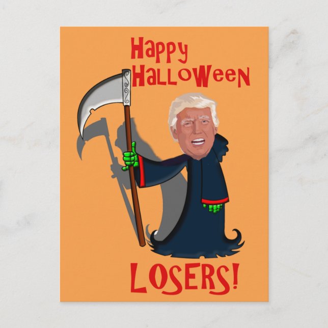 Trump als Grim Sensenmann Halloween Postkarte (Vorderseite)
