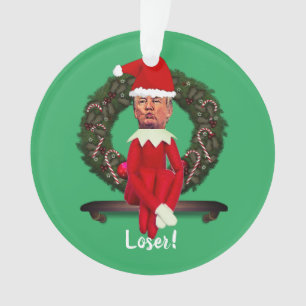 Trump als Weihnachtself Ugly   Ornament