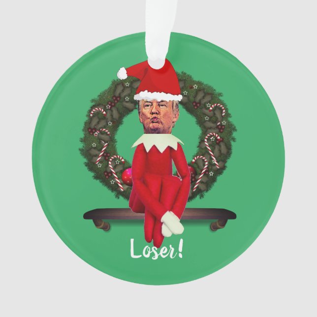 Trump als Weihnachtself Ugly   Ornament (Vorderseite)