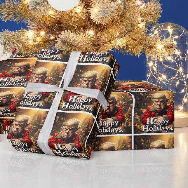 Trump als wütender Weihnachtself Geschenkpapier (Feiertage)