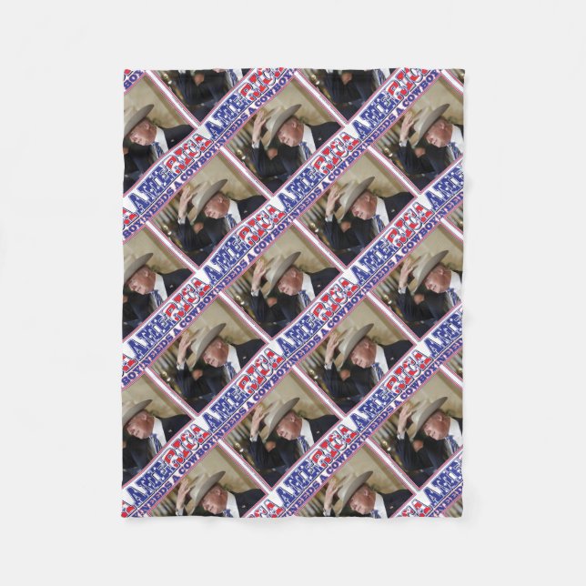 TRUMP-AMERIKA-COWBOY FLEECEDECKE (Vorderseite)