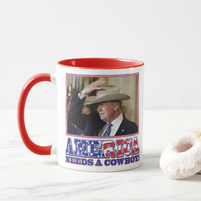 TRUMP-AMERIKA-COWBOY TASSE (Mit Donut)