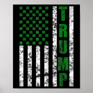 Trump Amerikanische Flagge Vintage St Patricks Day Poster