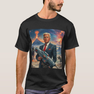 Trump auf Alien Planet Dinosaurier Laser Gun Volca T-Shirt