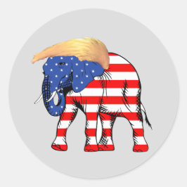 Trump Bad Hair Elephant Präsident ZSSG Runder Aufkleber