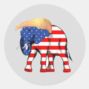 Trump Bad Hair Elephant Präsident ZSSG Runder Aufkleber