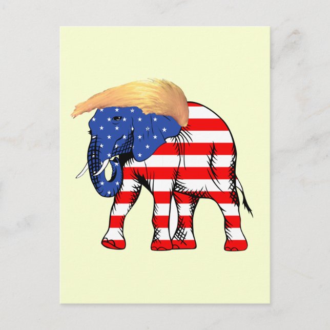 Trump Bad Hair Republikaner Elephant, ZSSG Postkarte (Vorderseite)