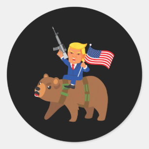 Trump Bär Schießerei Merica Wahl Donald Republikan Runder Aufkleber