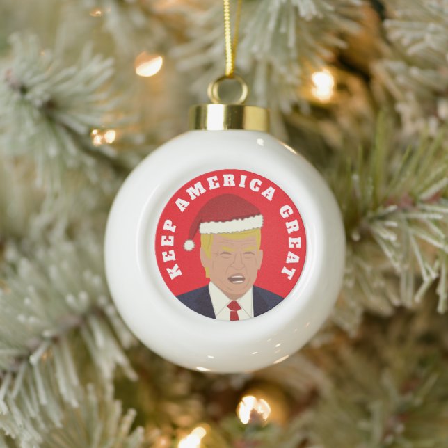 Trump Behielt Amerika Großer Weihnachtsball-Orname Keramik Kugel-Ornament (Baum)