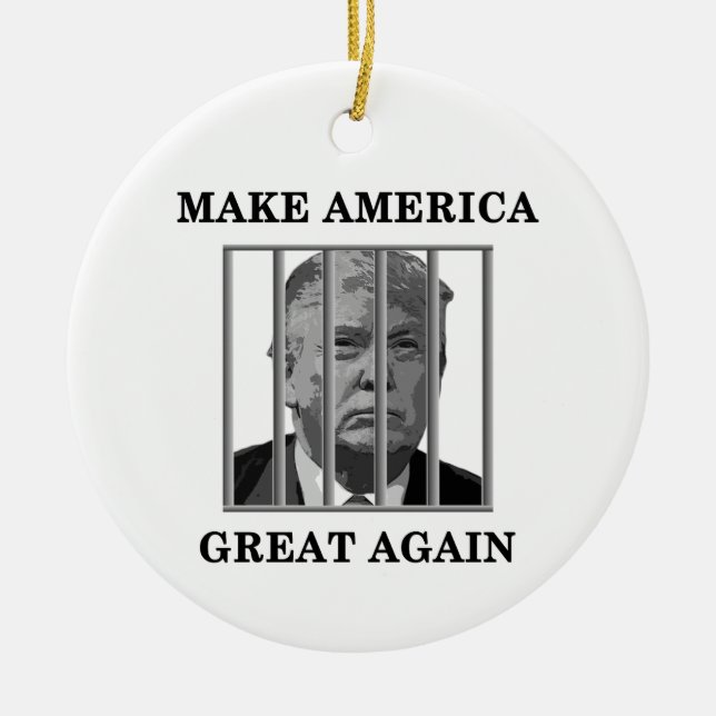 Trump Behind Bars Keramik Ornament (Vorne)