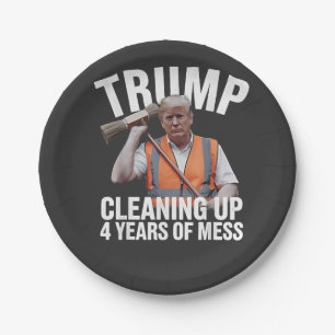 Trump bereinigt 4 Jahre Müll Mülltonne Pappteller