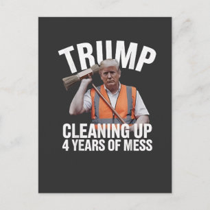Trump bereinigt 4 Jahre Müll Mülltonne Postkarte