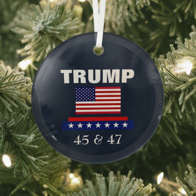 TRUMP BEST PRÄSIDENT JE 45 & 47 ORNAMENT AUS GLAS (InSitu)