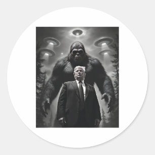 Trump Bigfoot UFO Außerirdischer Begegnung Runder Aufkleber