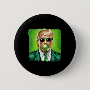 Trump bläst Kaugummi St. Patrick's Day Grün S Button