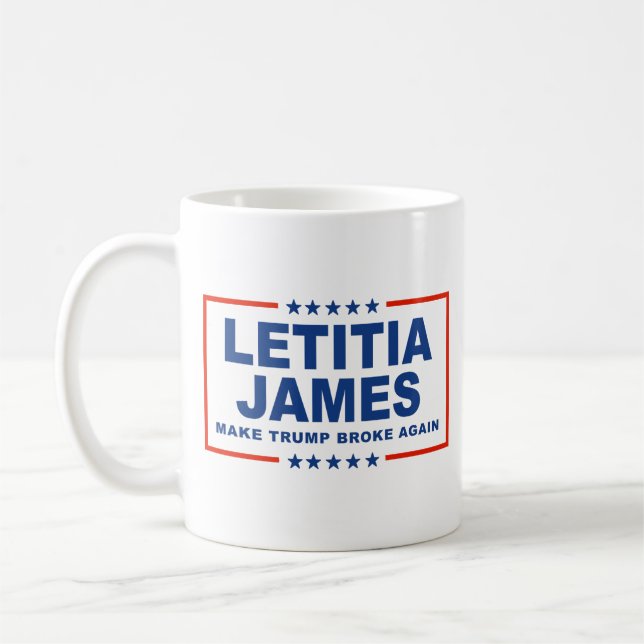 Trump Broke wieder - Letitia James Kaffeetasse (Links)