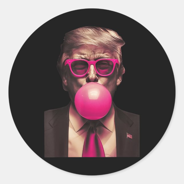 Trump Bubble Gum Funny Runder Aufkleber (Vorderseite)