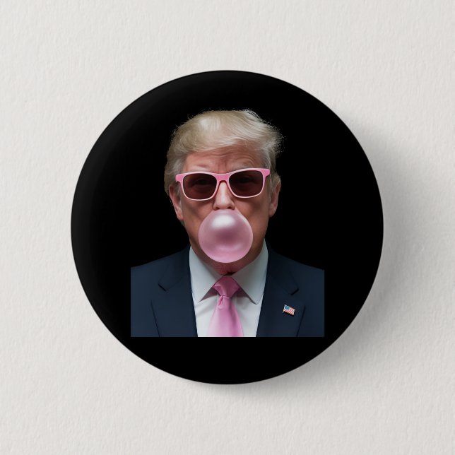 Trump Bubble Gum Pink Funny US Präsident Button (Vorderseite)